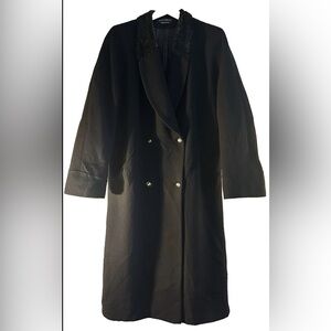 Vintage Donnybrook 100% Wool Black W/ Leopard Collar Full Length Size 14